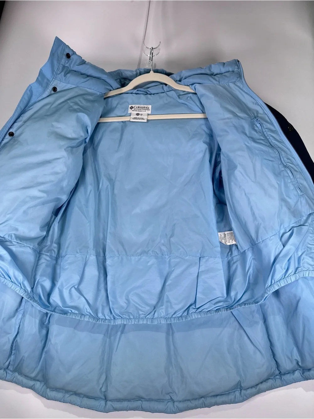 Columbia Down Insulated Colorblock Puffer Jacket Light Blue Youth XL